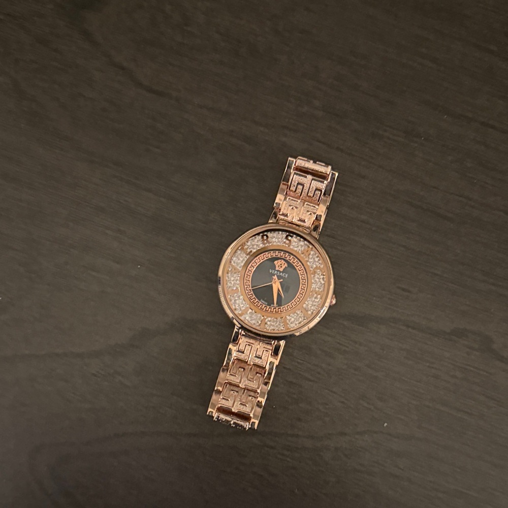 Rose Gold Watch with Intricate Band